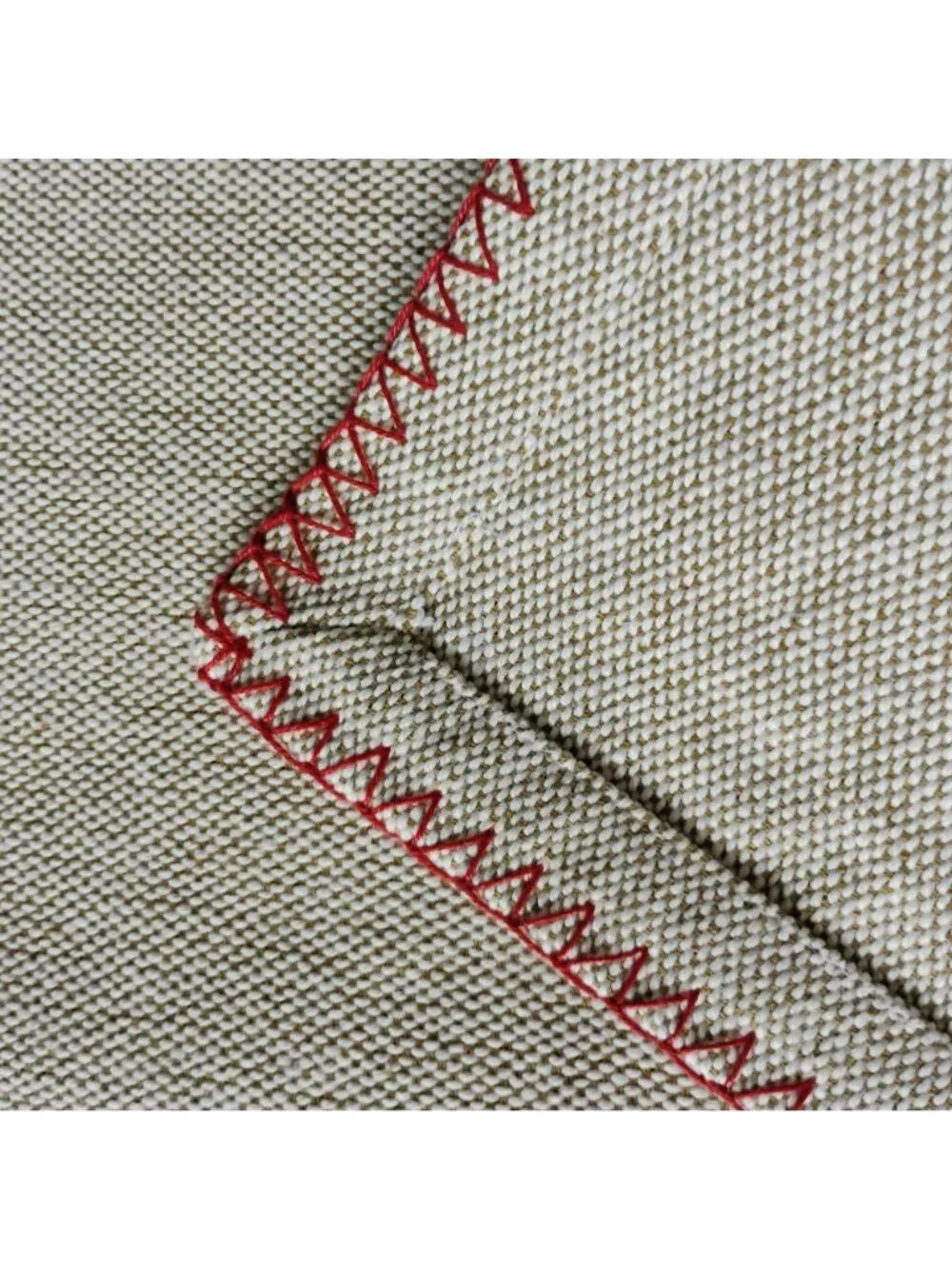 Vintage Hand-Stitched Cotton Placemats With Red Embroidery Edging, Set Of 4